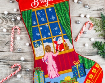 Custom Finished Needlepoint Christmas Stocking