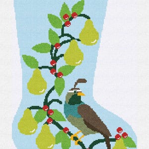 Partridge in a Pear Tree Christmas Stocking Needlepoint DIY Kit