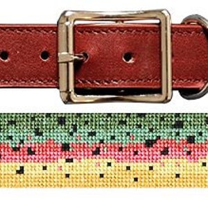 Rainbow Trout Skin Finished Needlepoint Dog Collar