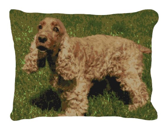 Cocker Spaniel Dog Needlepoint Pillow 10"x10" NWT Cocker Spaniel Dog Needlepoint Pillow 10"x10" NWT