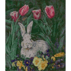 Easter Bunny Rabbit in Flowers Needlepoint DIY Kit