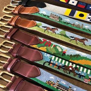 Needlepoint Belt Finishing Real Leather and Brass image 1