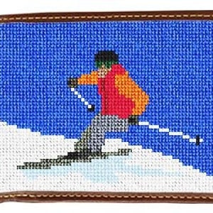 Cartera de punto de aguja terminada con esquís