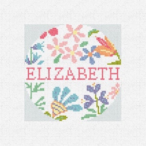 Petite Floral Personalized Name Needlepoint Christmas Ornament DIY Kit