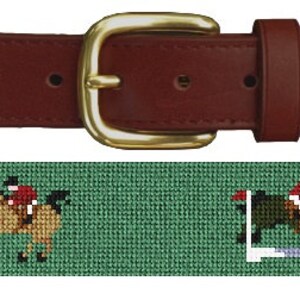 Horse Jumping Needlepoint Belt DIY Kit