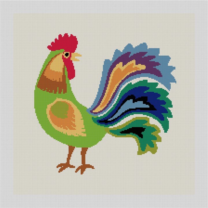 Green Rooster Needlepoint DIY Canvas for Pillow Etsy