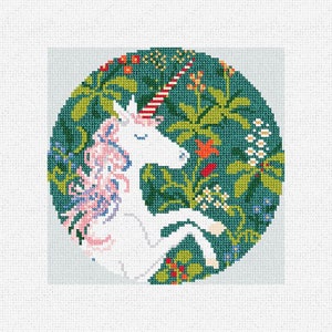 Unicorn Forest Needlepoint Christmas Ornament DIY Kit