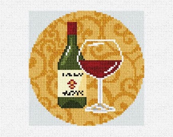 Balanced Red Wine Christmas Ornament or Coaster Needlepoint Kit