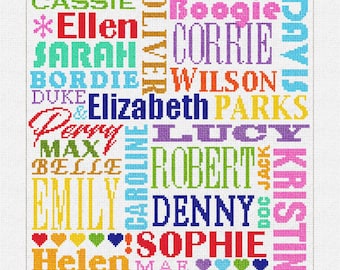 Fun Family Names Needlepoint Pillow DIY Kit