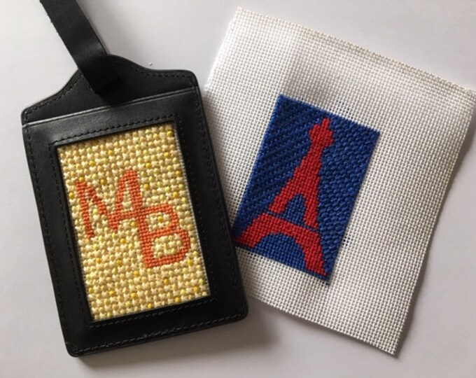 Light Blue Self Finishing Leather Luggage Tag Needlepoint Kit Etsy