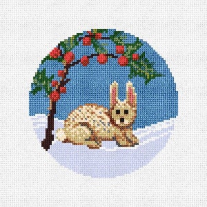 Winter Woodland Rabbit Needlepoint Christmas Ornament DIY Kit