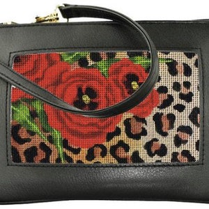 Needlepoint Medium Leather Wrist Bag Self Finishing Piece (BAG44)