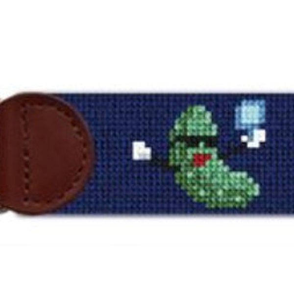 Pickleball Pickle Finished Needlepoint Key Fob