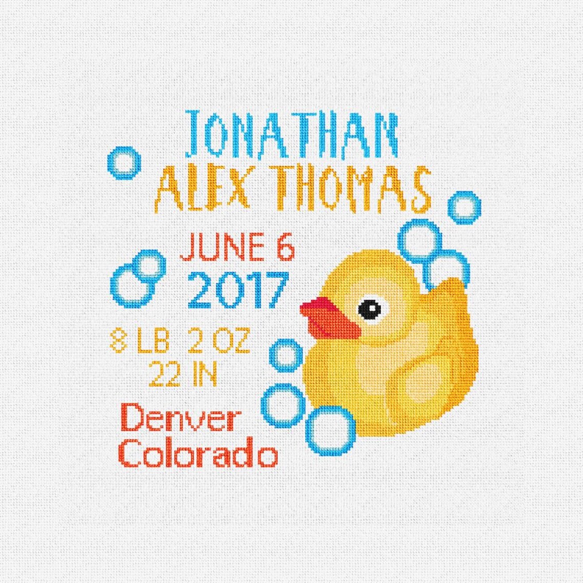 Needlepoint Baby Birth Announcement Rubber Duck Pillow DIY Kit Etsy