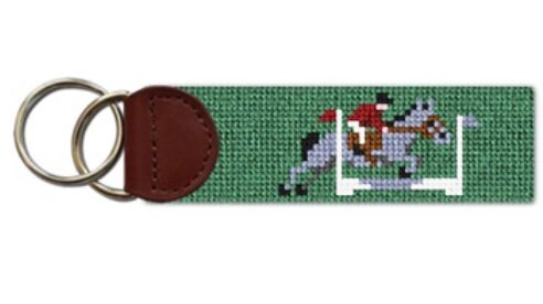 Horse Jumping Finished Needlepoint Key Fob