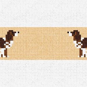 Puede incluir: Dos perros marrones y blancos que se miran el uno al otro sobre un fondo beige.