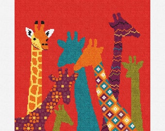 Colorful Giraffe Needlepoint Pillow DIY Kit