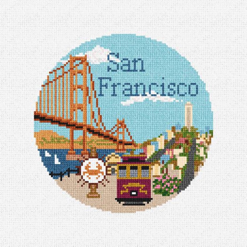 San Francisco Needlepoint Christmas Ornament DIY Kit Etsy