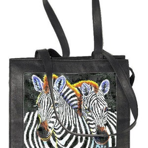 Needlepoint Zip-Top Leather Tote Self Finishing Piece (BAG24)
