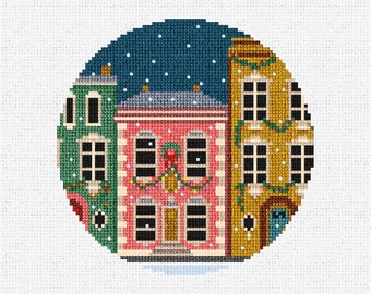 Christmas City Homes Needlepoint Christmas Ornament DIY Kit