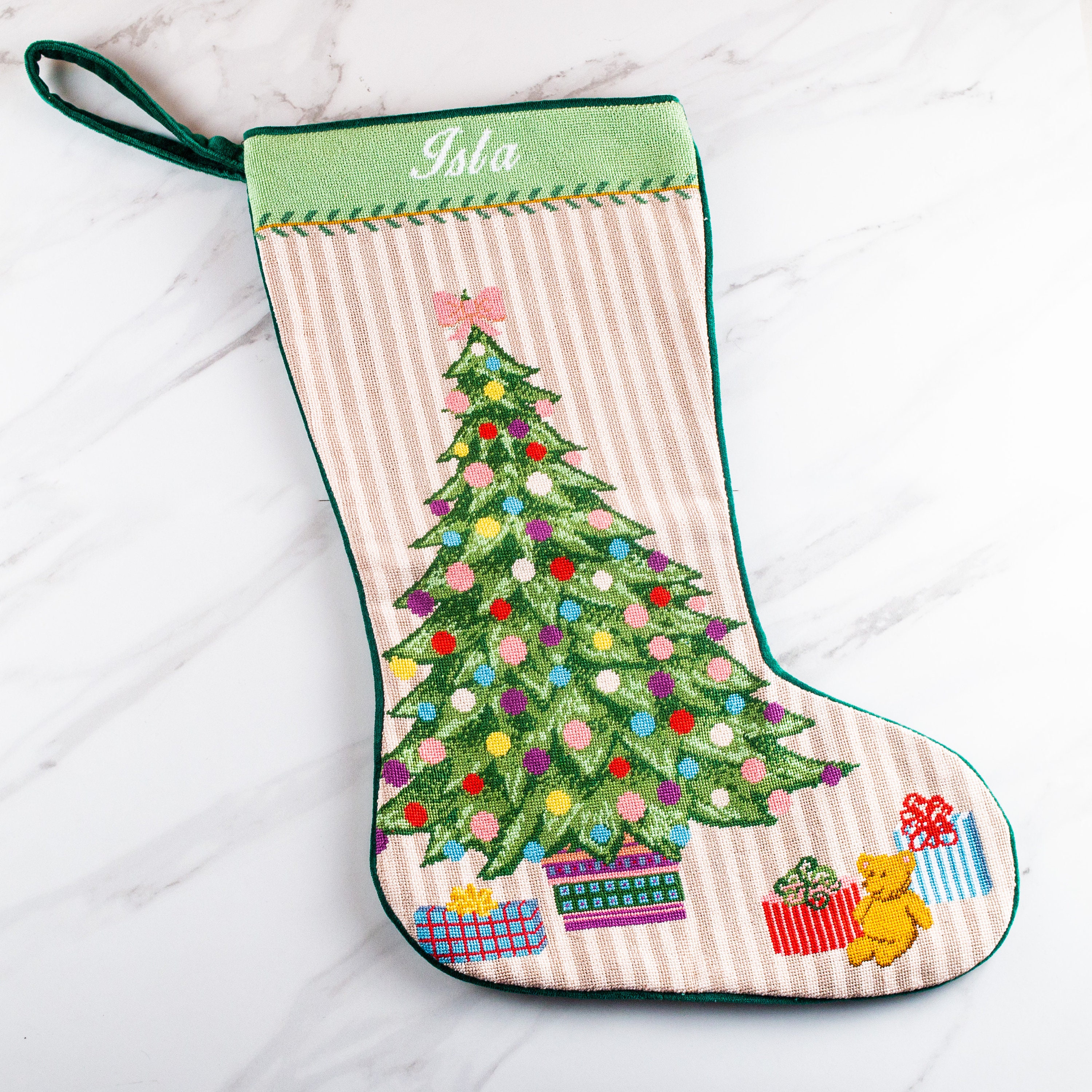 カスタム仕上げのニードルポイントクリスマスストッキング - Etsy 日本