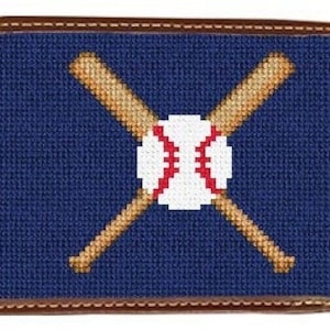 Cartera de punto de aguja con acabado de béisbol