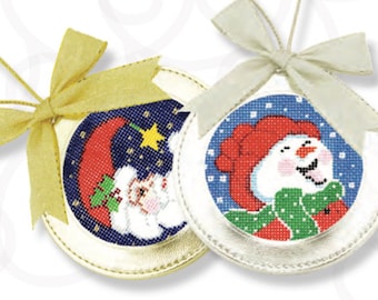 Needlepoint Leather 4" Christmas Ornament Self-Finishing Piece (BAG28) -- accommodates a 3" round needlepoint canvas (not included)