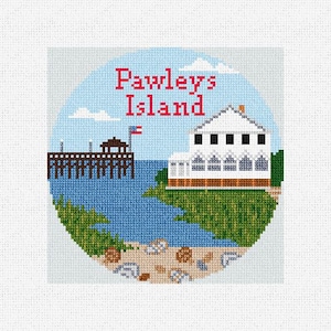 Pawleys Island Travel Round Needlepoint Christmas Ornament DIY Kit