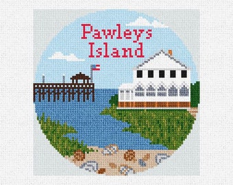 Pawleys Island Travel Round Needlepoint Christmas Ornament DIY Kit