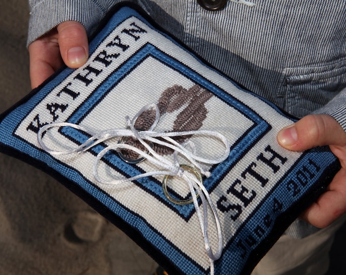 CUSTOM Needlepoint Ring Bearer Pillow Canvas Etsy