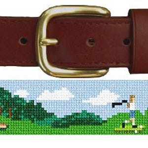 Golf Outing Finished Needlepoint Belt