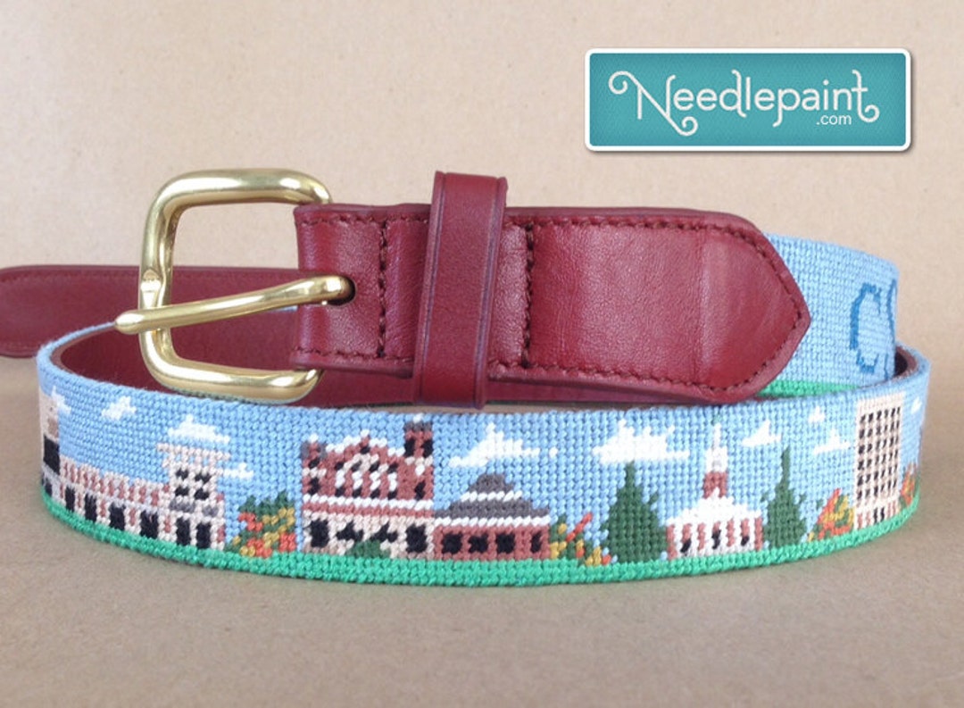 Custom College Campus Finished Needlepoint Belt - Etsy display picture 2