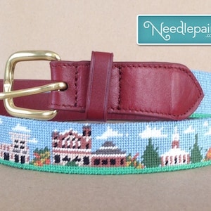 Custom College Campus Finished Needlepoint Belt