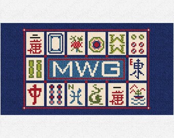 Mahjong Sapphire Needlepoint Eyeglass Case DIY Kit