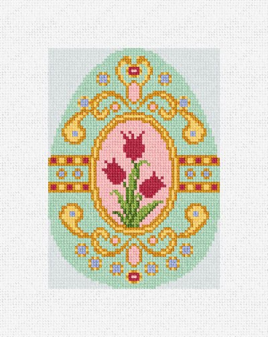 Imperial Tulip Easter Egg Needlepoint Ornament DIY Kit Etsy