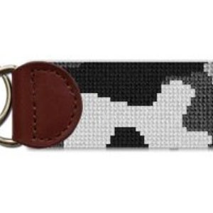 Camouflage Grey Finished Needlepoint Key Fob