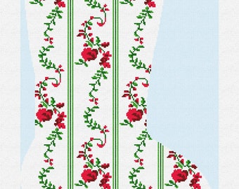 Pinstripe Rose Christmas Stocking Needlepoint DIY Kit
