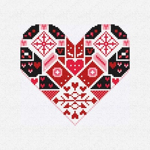 Darling Patchwork Needlepoint Valentine Ornament DIY Kit