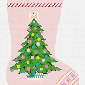 Cotton Candy Pink Christmas Stocking Needlepoint DIY Kit