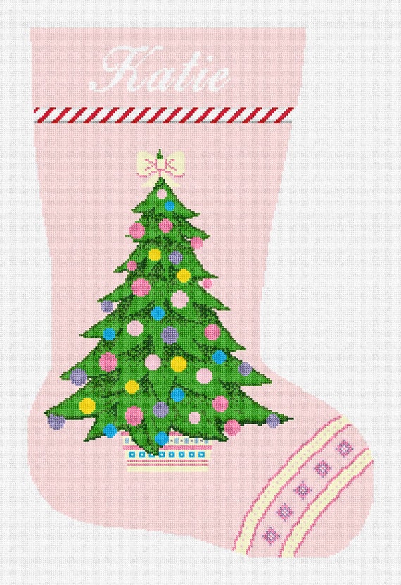 Needlepoint Stocking Kit Merry Christmas Trees