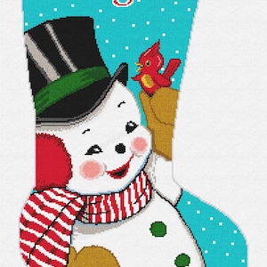 Vintage Snowman Needlepoint Christmas Stocking DIY Kit