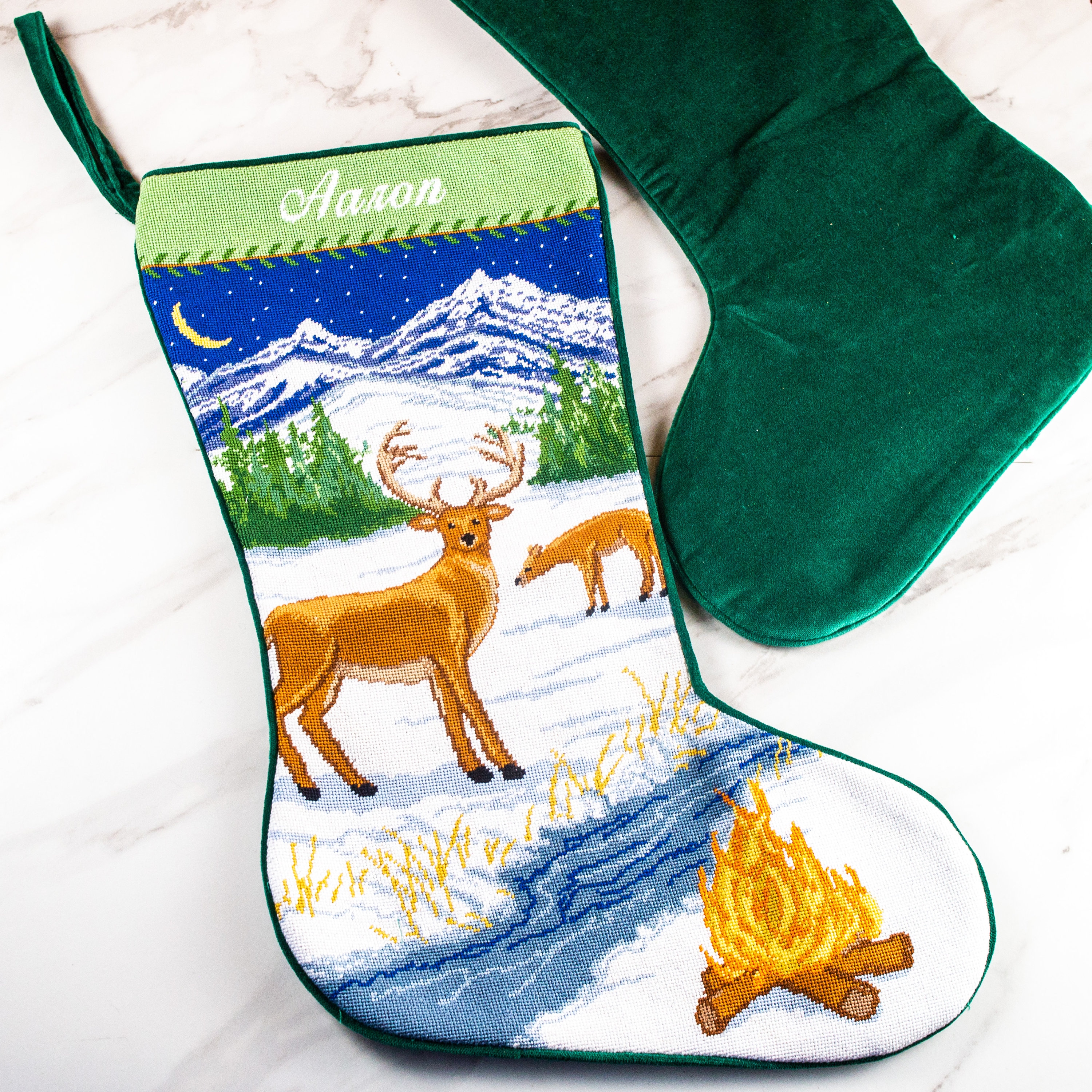 カスタム仕上げのニードルポイントクリスマスストッキング - Etsy 日本