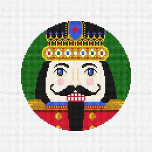 Nutcracker Adelar Needlepoint Round Christmas Ornament DIY Kit