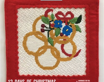 Five Golden Rings Christmas Needlepoint Canvas Five Golden Rings Christmas Needlepoint Canvas
