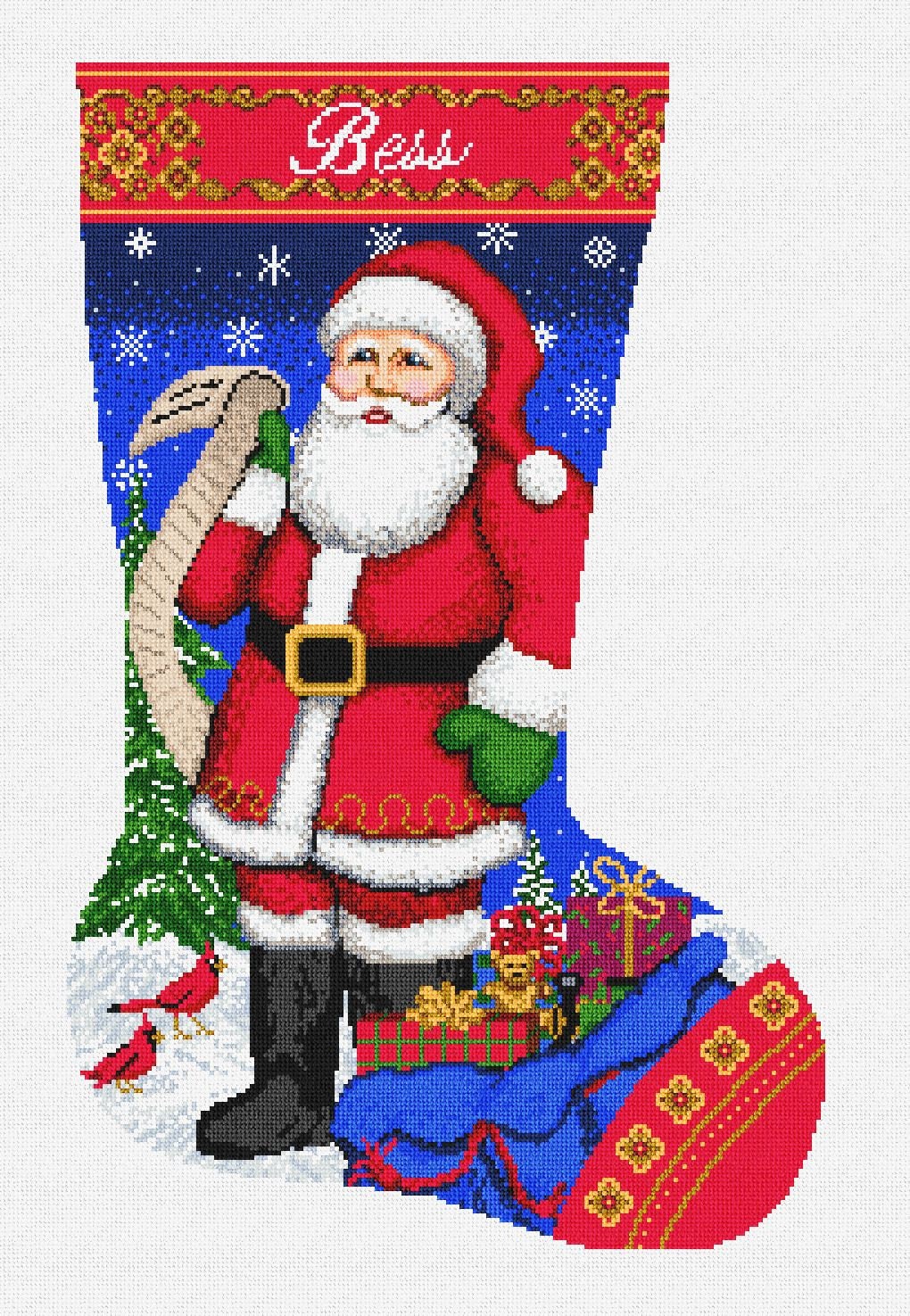 Canvas Set ~ Santa Making Boy's Toys Mini Stocking SET Needlepoint