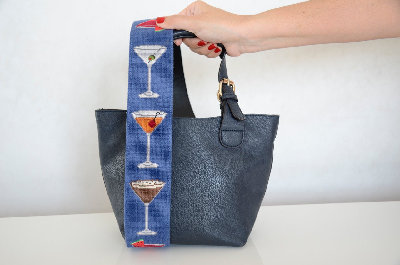 My Favorite Martini Finished Needlepoint Guitar Strap Purse Etsy