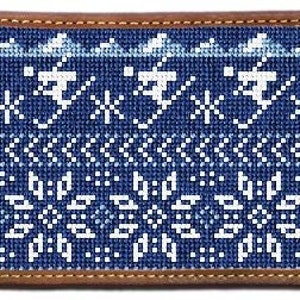 Cartera de tarjetas bordada con diseño de esquí de invierno