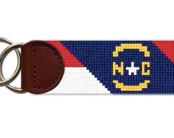 Grand porte-clés brodé drapeau de la Caroline du Nord
