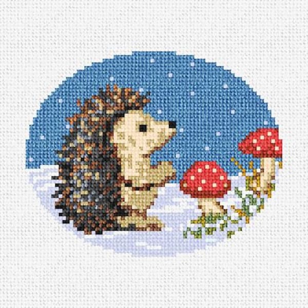 Winter Woodland Hedgehog Needlepoint Christmas Ornament DIY Kit