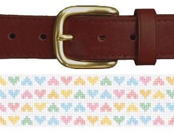 Pastel Rainbow Finished Needlepoint Belt